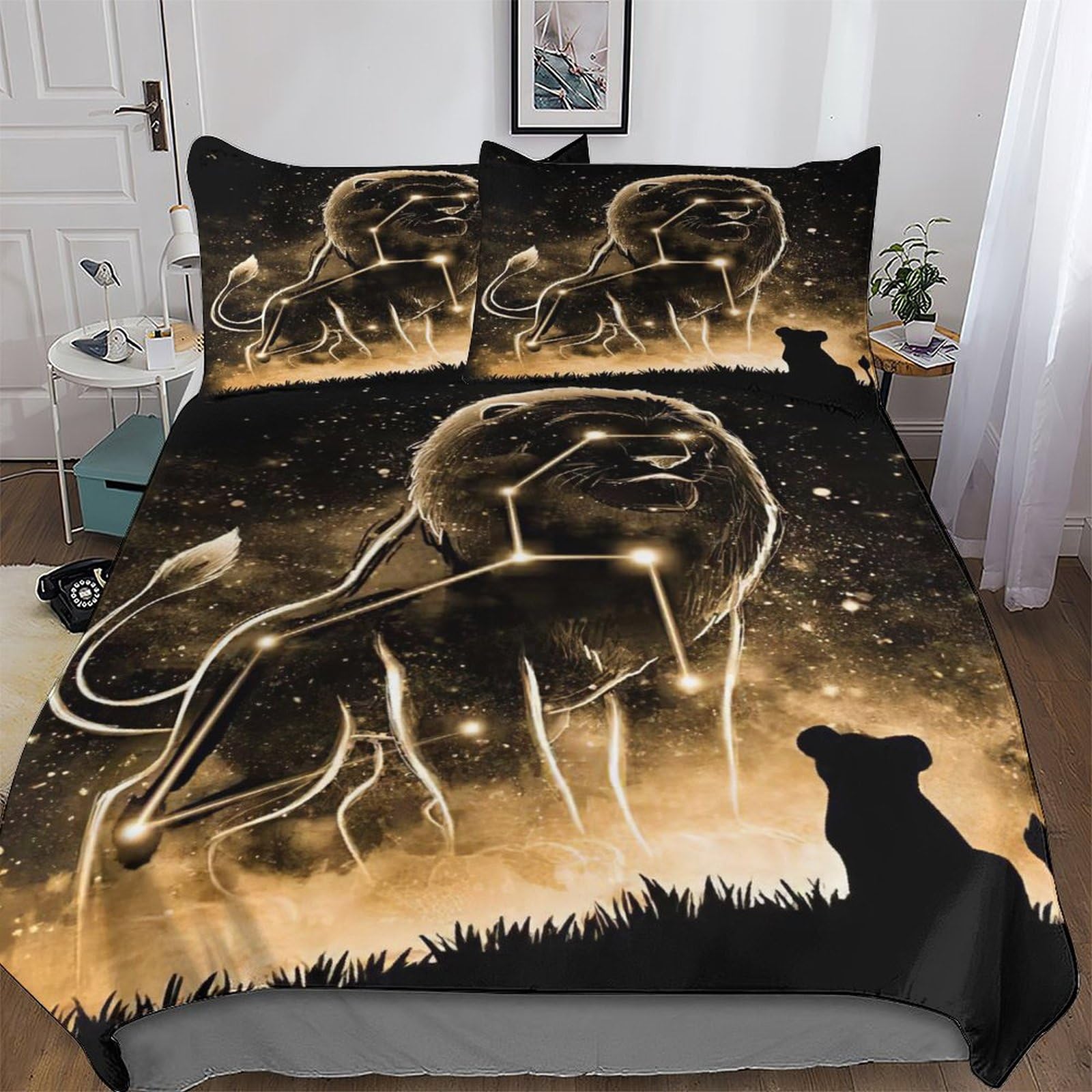 Parure de lit lion en microfibre pour créer un nid douillet d'adolescent