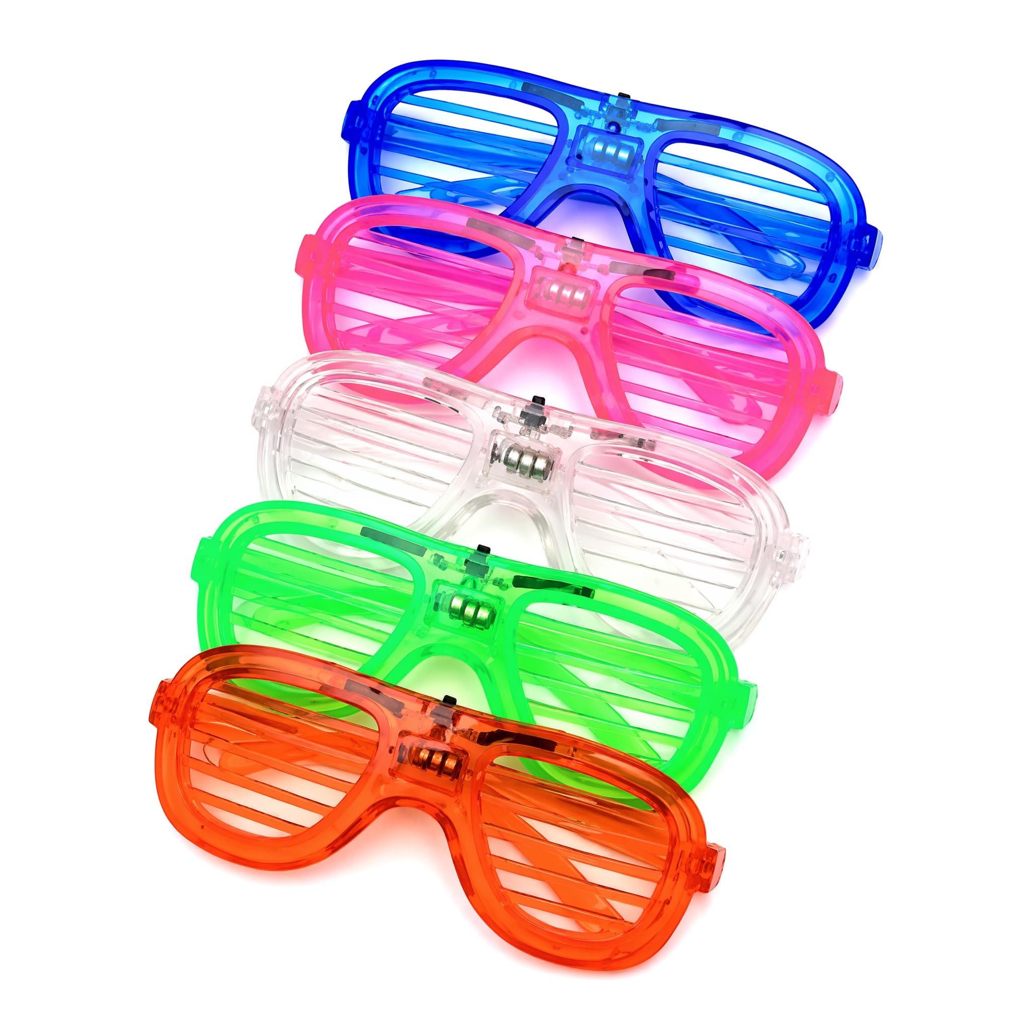 Enjoyaa LED Glasses Light Up Party Glasses 5 Pcs Neon Party Glasses in 5 Colour Flashing Glow Sunlasses,Luminous Shutter Rave Glasses for Adults Neon Party Decorations Halloween Xmas