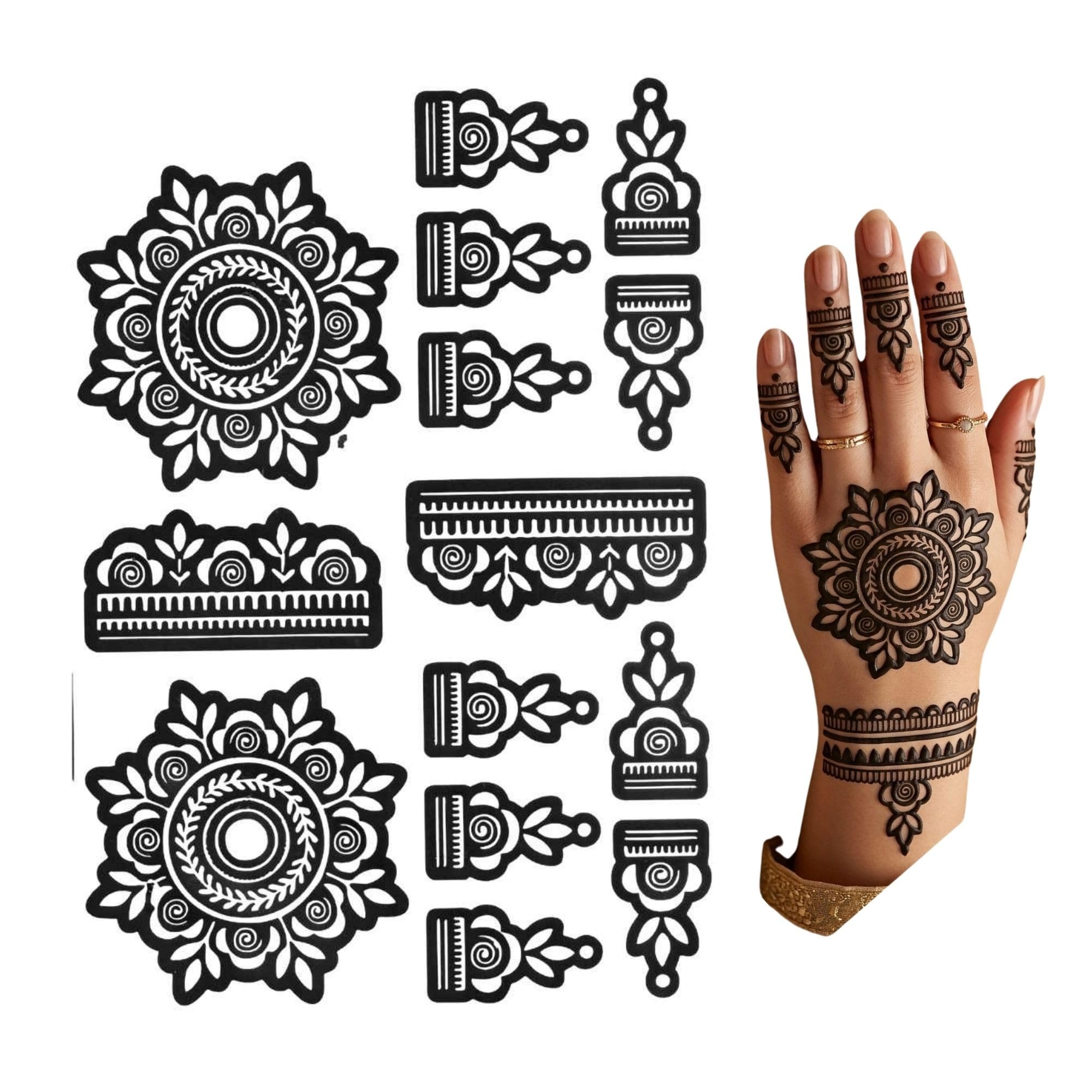 Mehndi Stencil | Easy Henna Tattoo Mehndi Stencil for Hands, Feet & Body | Stylish Mehndi Sticker for Women & Girls-image-14
