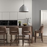 Vista 43 de VKNOW Juego de 2 Taburetes de Bar, Taburetes de Bar Tapizados de Altura de Mostrador, Taburetes Modernos de Mostrador con Patas de Madera para Isla