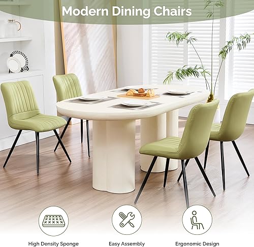 Miniatura 7 de Juego de 2 sillas de comedor, modernas sillas de comedor con cojines gruesos, sillas tapizadas de piel sintética para cocina, comedor con patas de