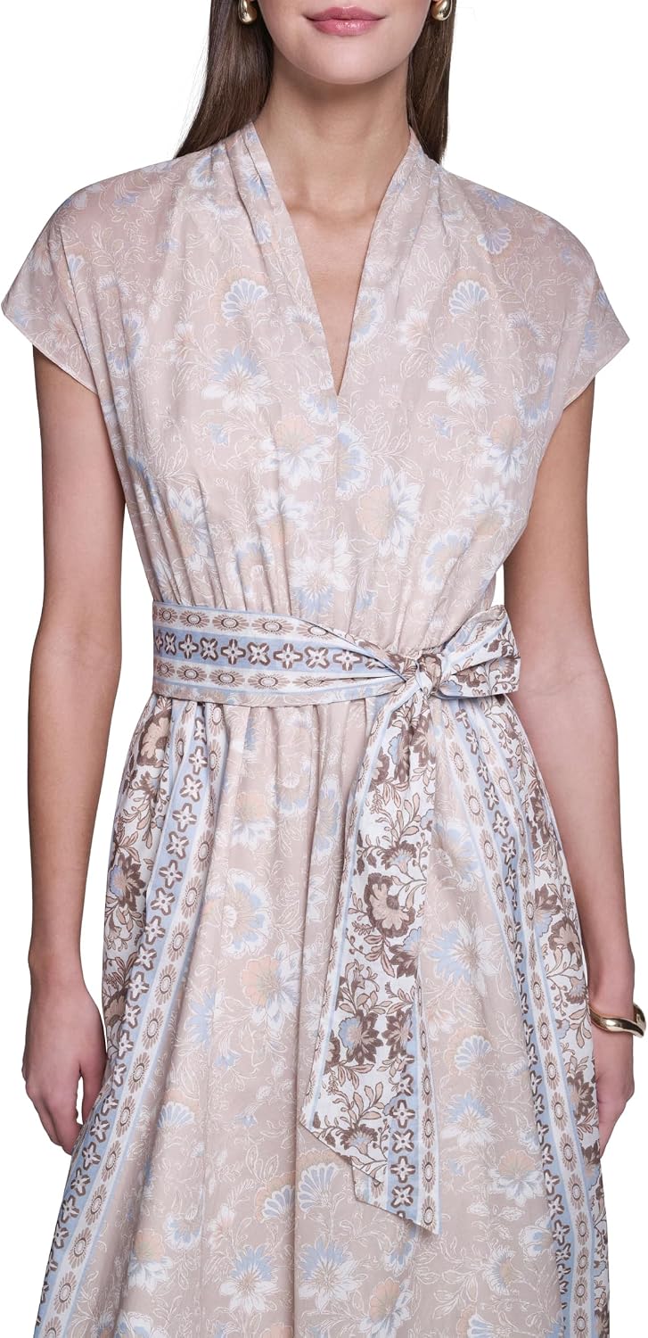 Halston Womens Butterfly Sleeve Paisley Printed V-Neck Maxi Dress