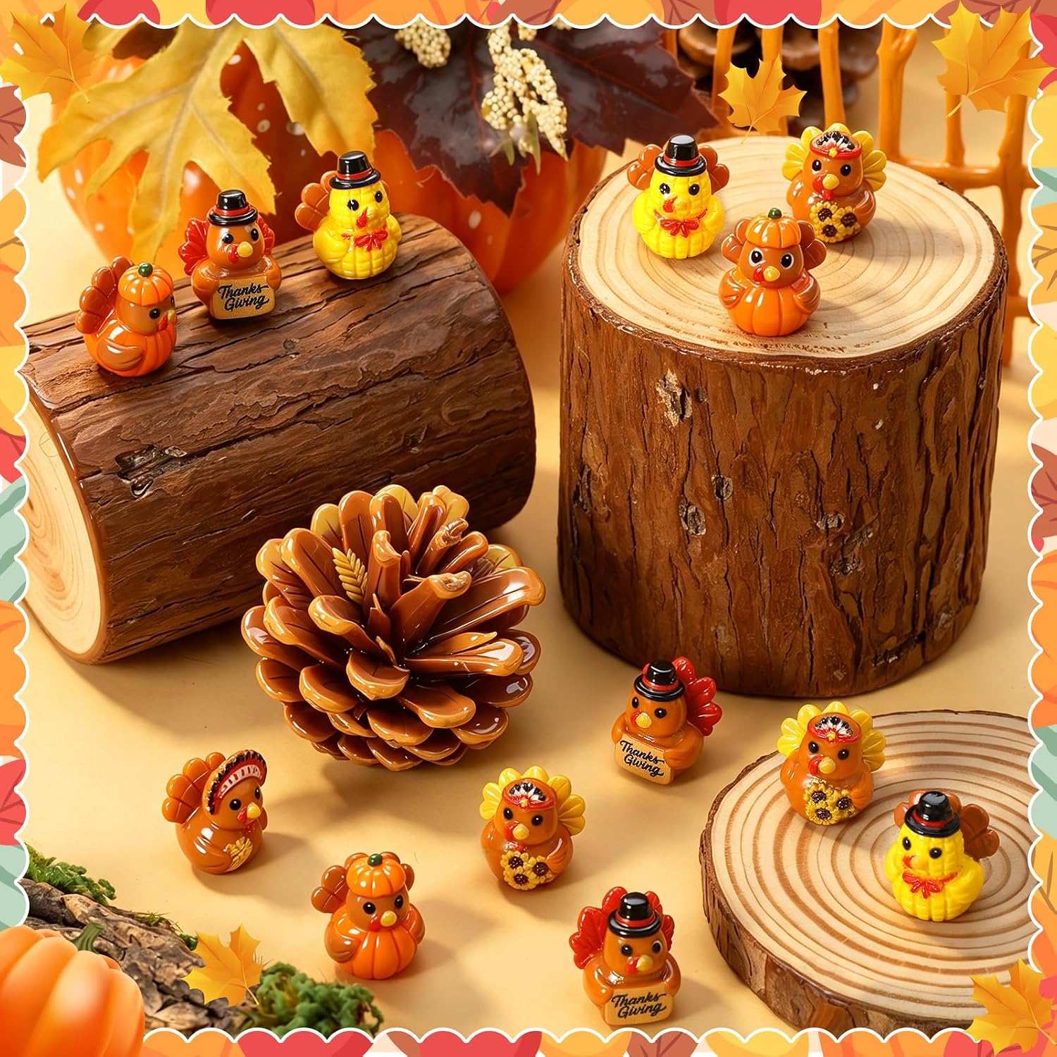 100 Pcs Thanksgiving Mini Resin Ducks, Tiny Turkey Ducks image 4