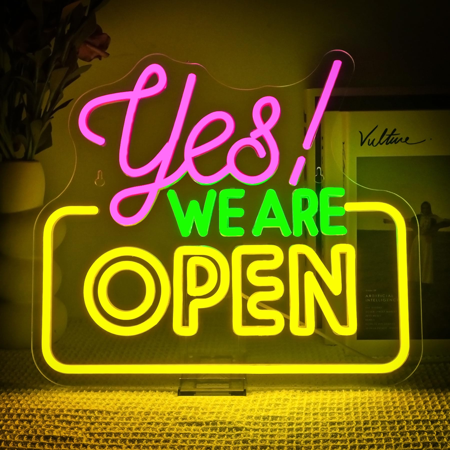 SIGNSHIP Yes We Are Open Neon Schild, We Are Open Led Schild Dimmbar für Wanddekoration