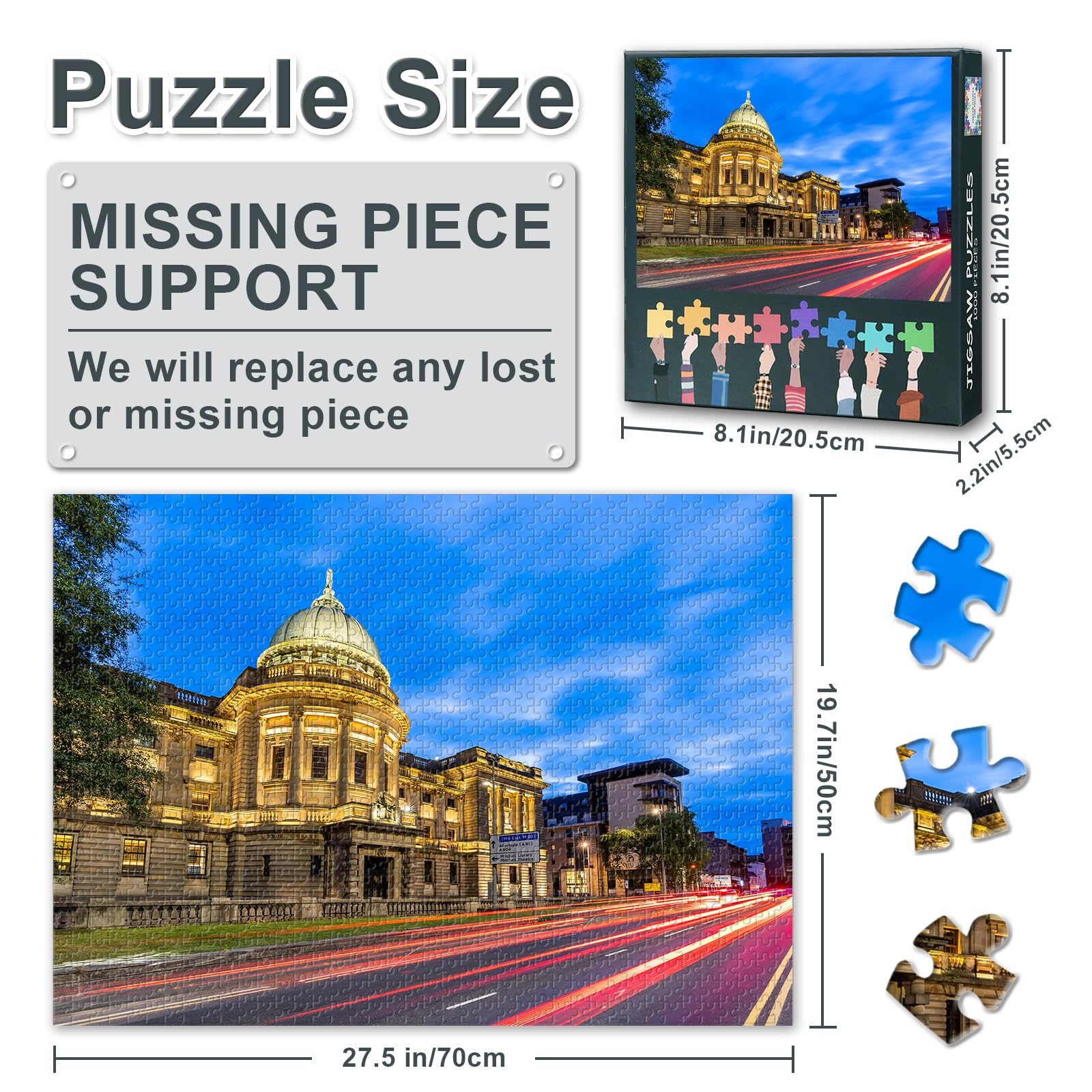 Glasgow Scotland UK Puzzles for Adults 1000 Pieces, Glasgow Mitchell Library Jigsaw Puzzles - Image 3