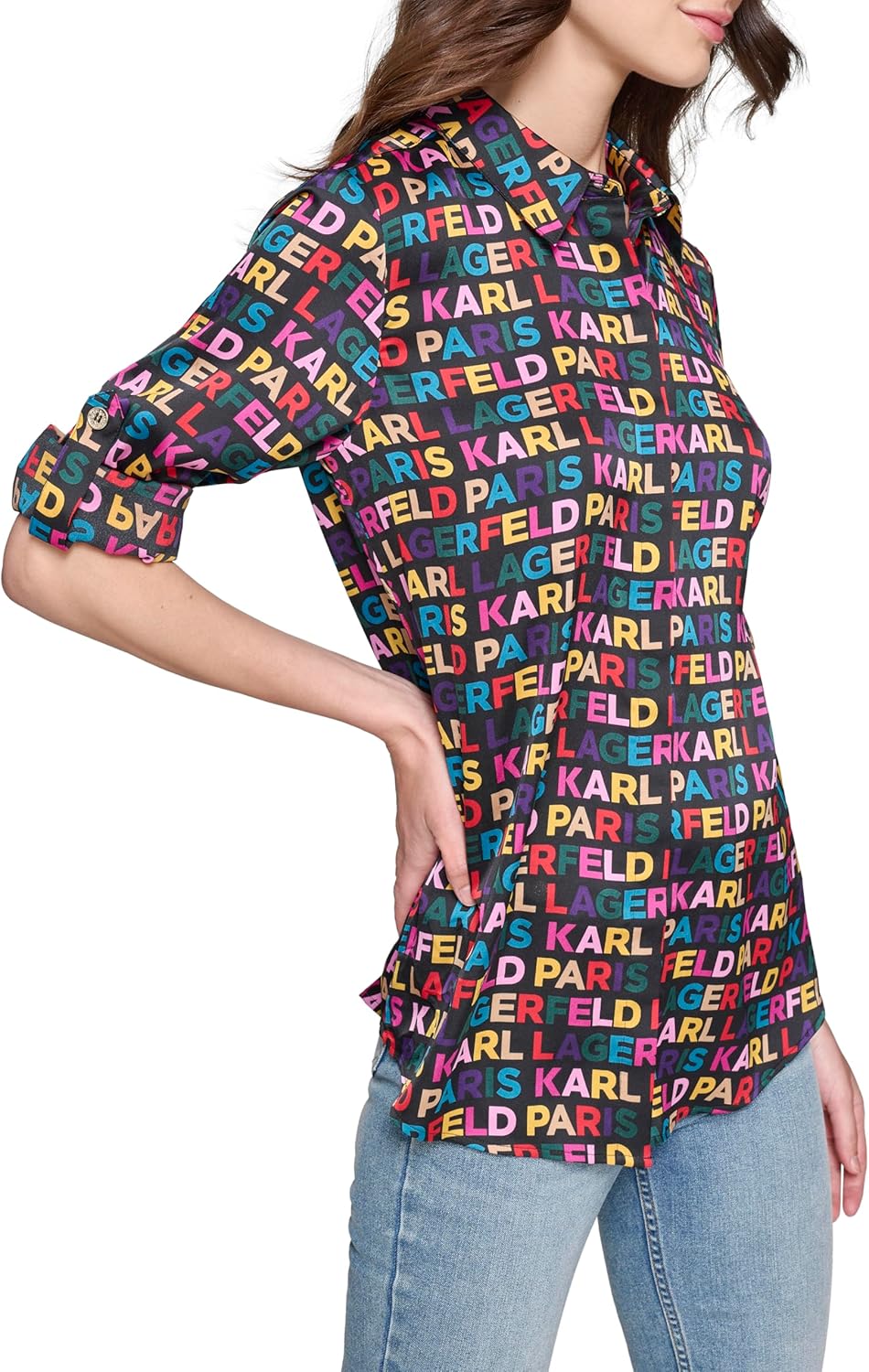 Karl Lagerfeld Womens Oversized Printed Blouse - Image 3
