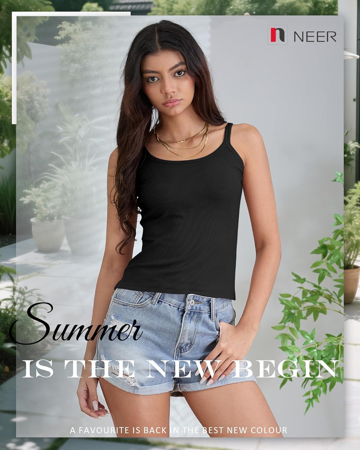 Neer 3 Pack Women's Spaghetti Strap Ribbed Tank Tops, Slim Fit Cotton Scoop Neck Sleeveless Knit Camisole Basic Cami Shirts - Image 6