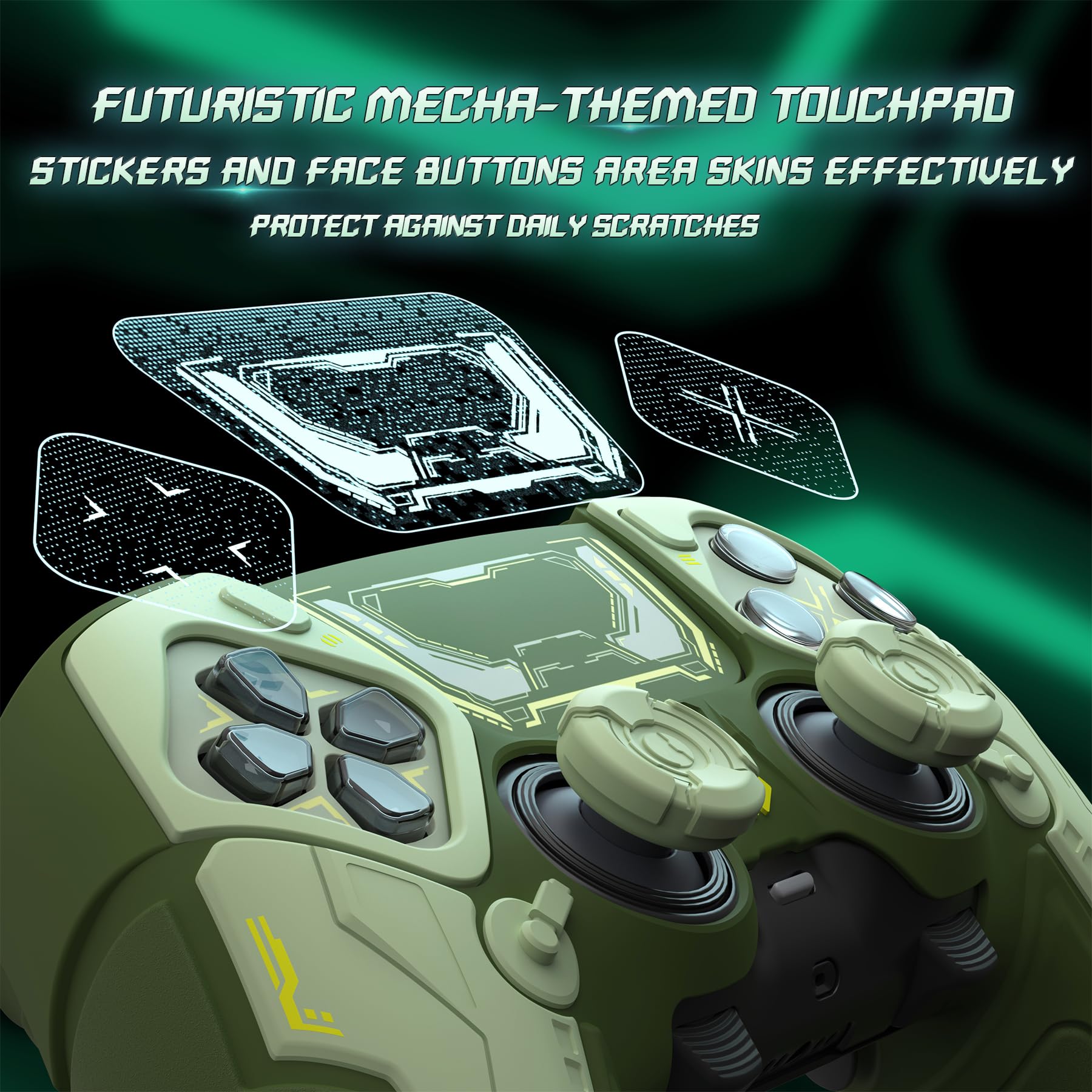 PlayVital Silikonowe Etui do ps5 Edge Kontroler,Osłona Ochronna Do ps5 Edge z Nakładkami na Joysticki i Naklejkami,Antywstrząsowy Pokrowiec – Zielony Wojskowy & Szałwiowy