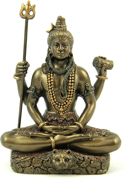 Hindu God Lord Shiva in Meditation Bronze Finish Figurine Sculpture Statue