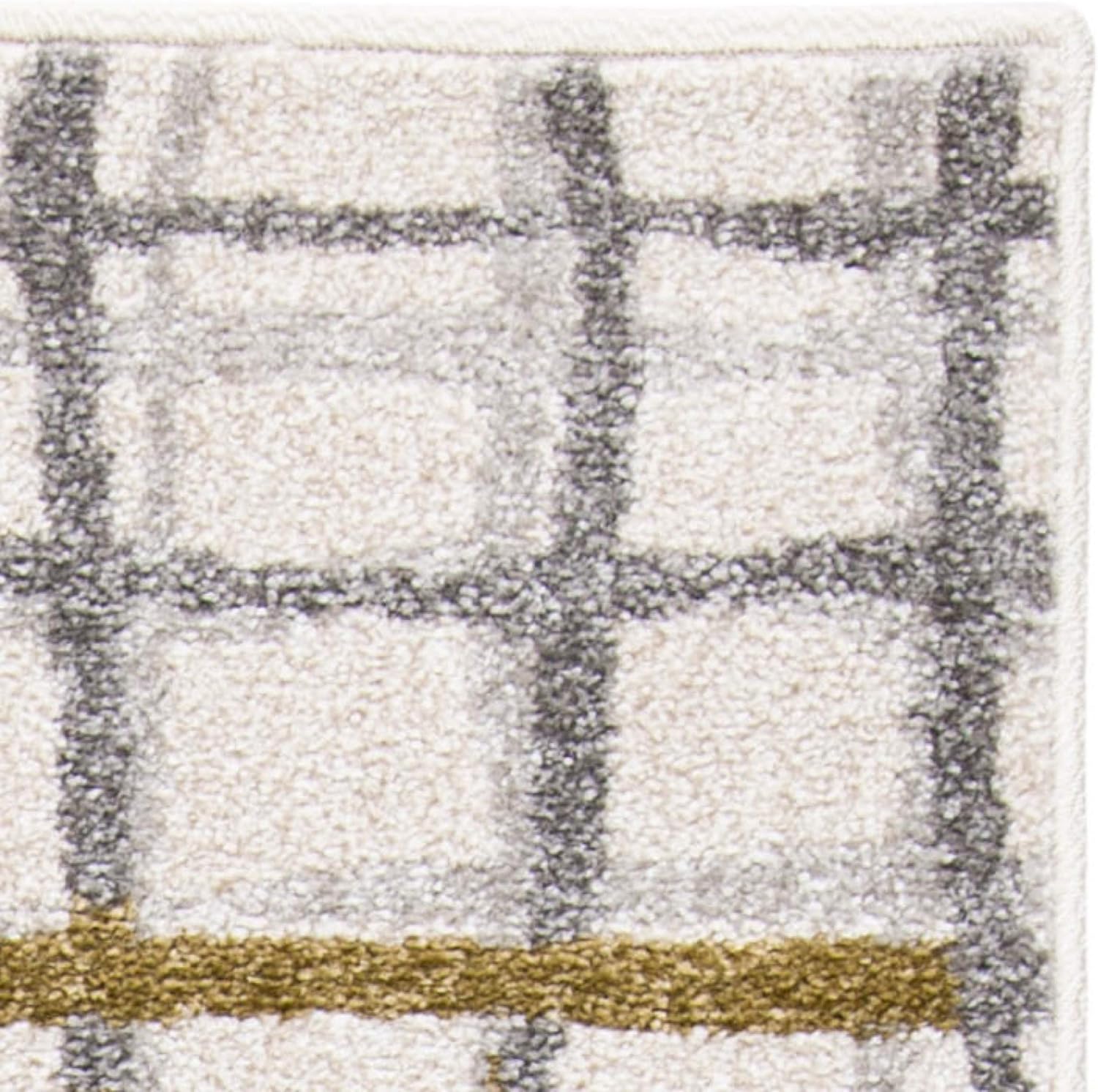 SAFAVIEH Amherst Collection Runner Rug - 2'3" x 7', Ivory & Light Grey, Abstract Grid Design, Non-Shedding & Easy Care, Ideal for High Traffic Areas in Living Room, Bedroom (AMT403K)