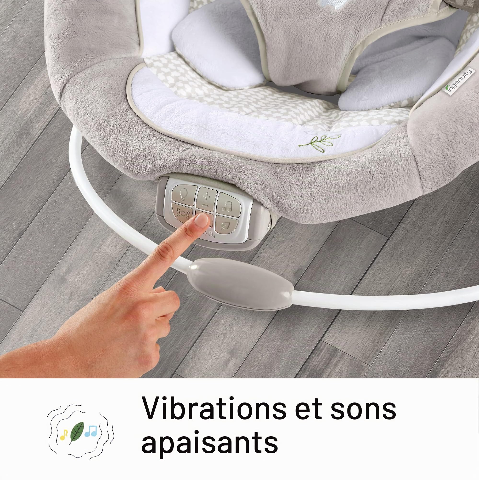 Ingenuity, Transat et Siège Sauteur - Twinkle Tails, 7 Mélodies et Vibrations Apaisantes, Arche de Lumière et Jeu Amovible, 2 Jouets D’activités, Ultra-Doux, Dès la Naissance à 9 kg