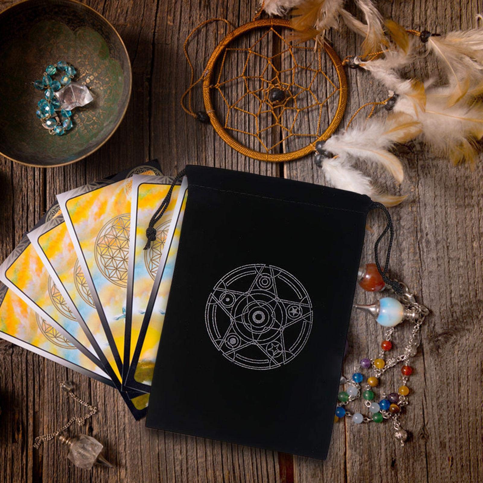 Pochette pour cartes de tarot - Sac de rangement en velours avec cordon de serrage pour T Arot et Oracle Deck - Carte Taro en velours - Tar Ot Carry