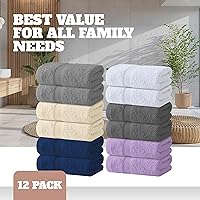 Vista 4 de Toallas de mano de algodón White Classic Wealuxe - Suaves y ligeras - 16x27 pulgadas - 12 unidades - Multi