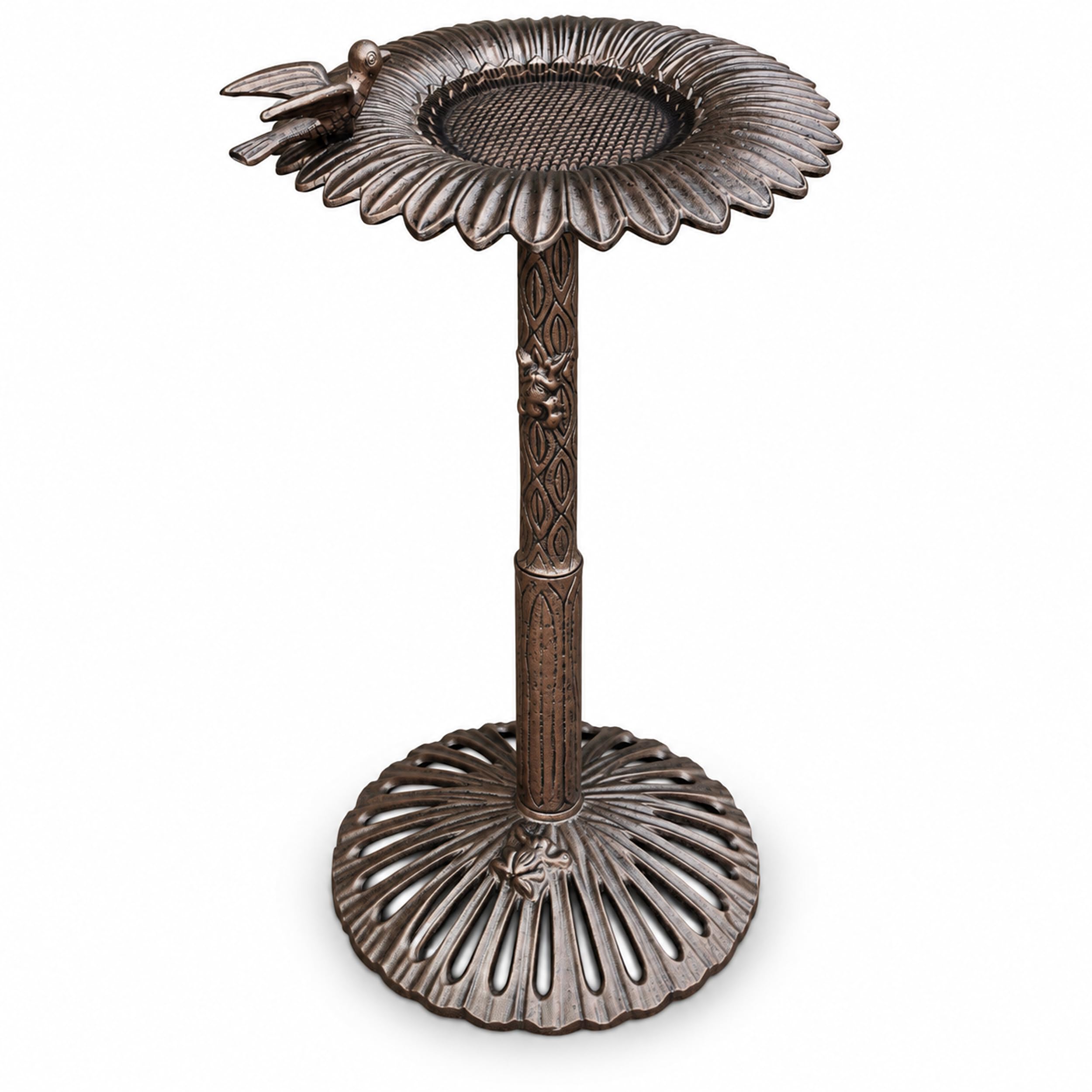 Oakland Living 5065AB Antique Bronze Sunflower Design Aluminum Birdbath
