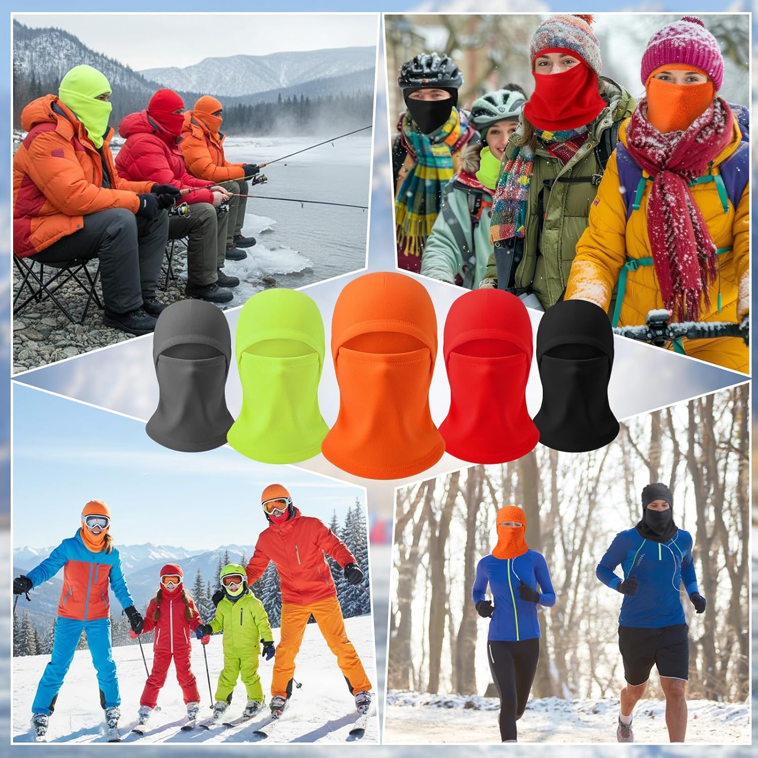 5 Packs Fleece Balaclava Ski Mask Winter Warm Motorcycle Helmet Full Head Face Mask Covering for Cold Weather - Image 7