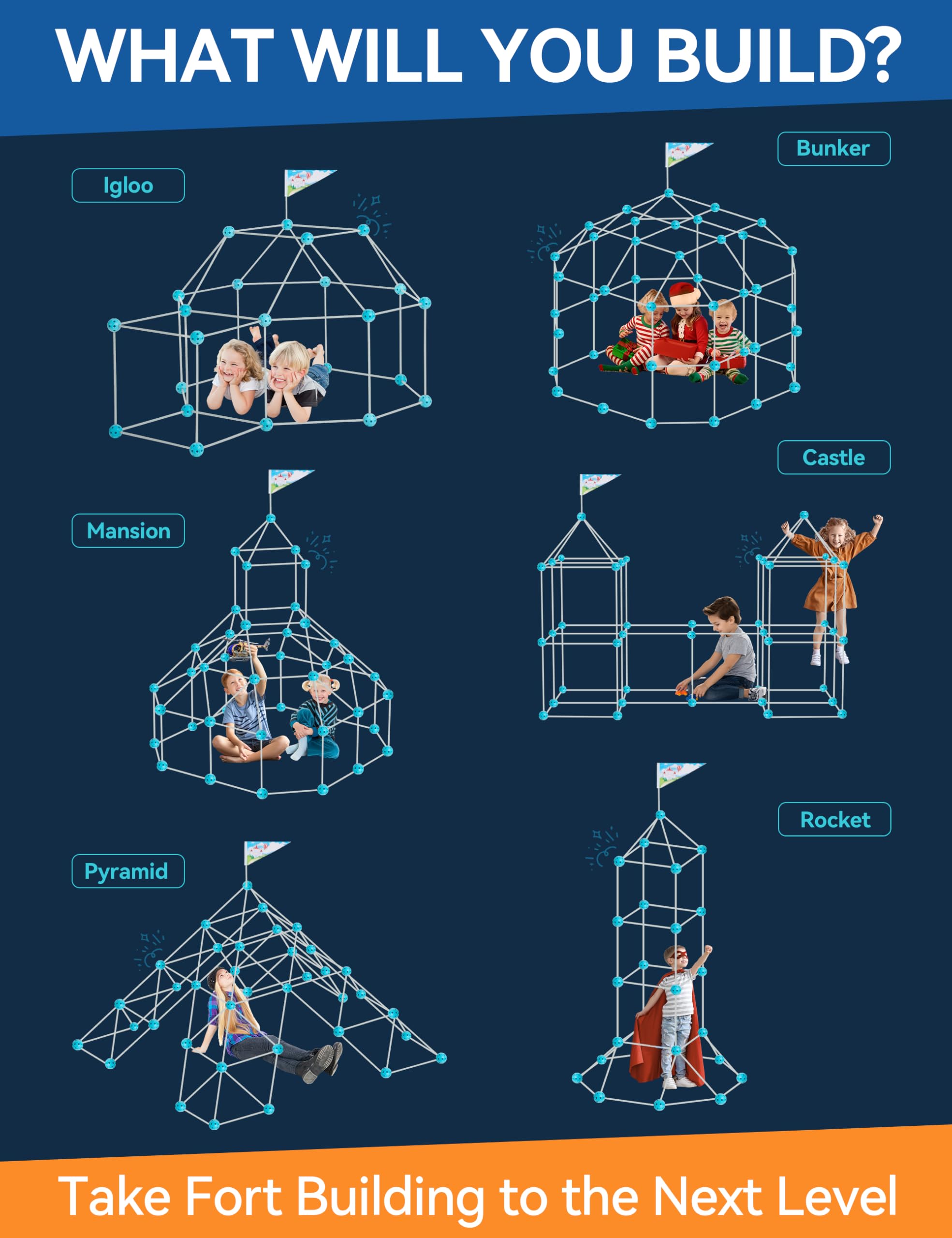 besrey 144 Pz Kit Costruzioni del Forte per Bambini con Gioco di Lancio, Brilla al Buio - Regalo di Natale per bambini,Creative Forts per Ragazzi 5 anni+, Tunnel Gioco per Bambini, Castello, Tenda