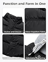 Vista 6 de Wantdo Chaleco grueso de invierno para hombre, resistente al agua, chaqueta acolchada con capucha extraíble