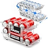 Expandable Soda Can Dispenser for Fridge - 2-Pack - Clear Transparent Soda Can Organizer for Refrigerator, Kitchen, and Pantry Storage Organizer for Cans, Beverage Bottle, Canned Food & Bottles