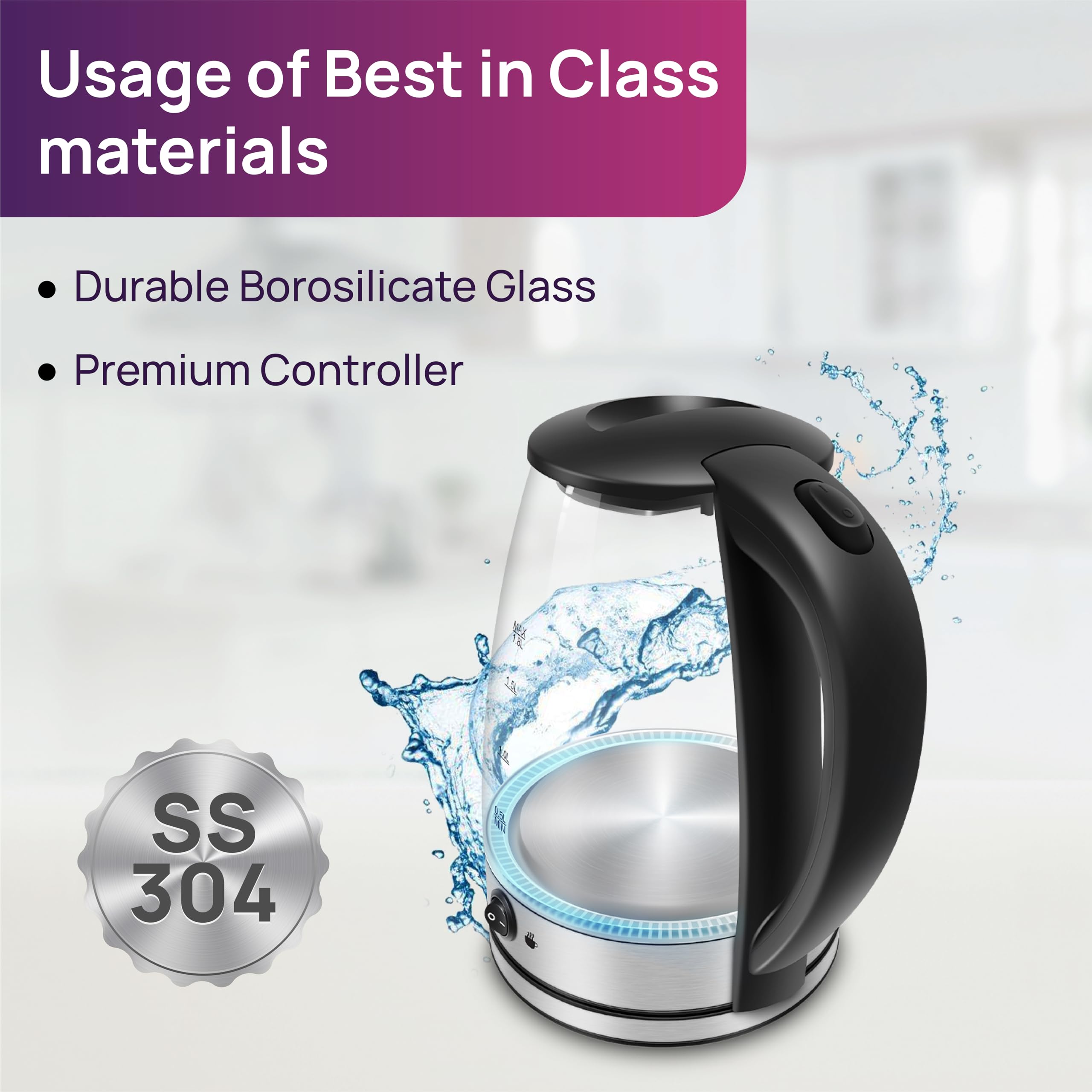 Wipro Elato Electric Kettle - 1.8L Keep Warm -4