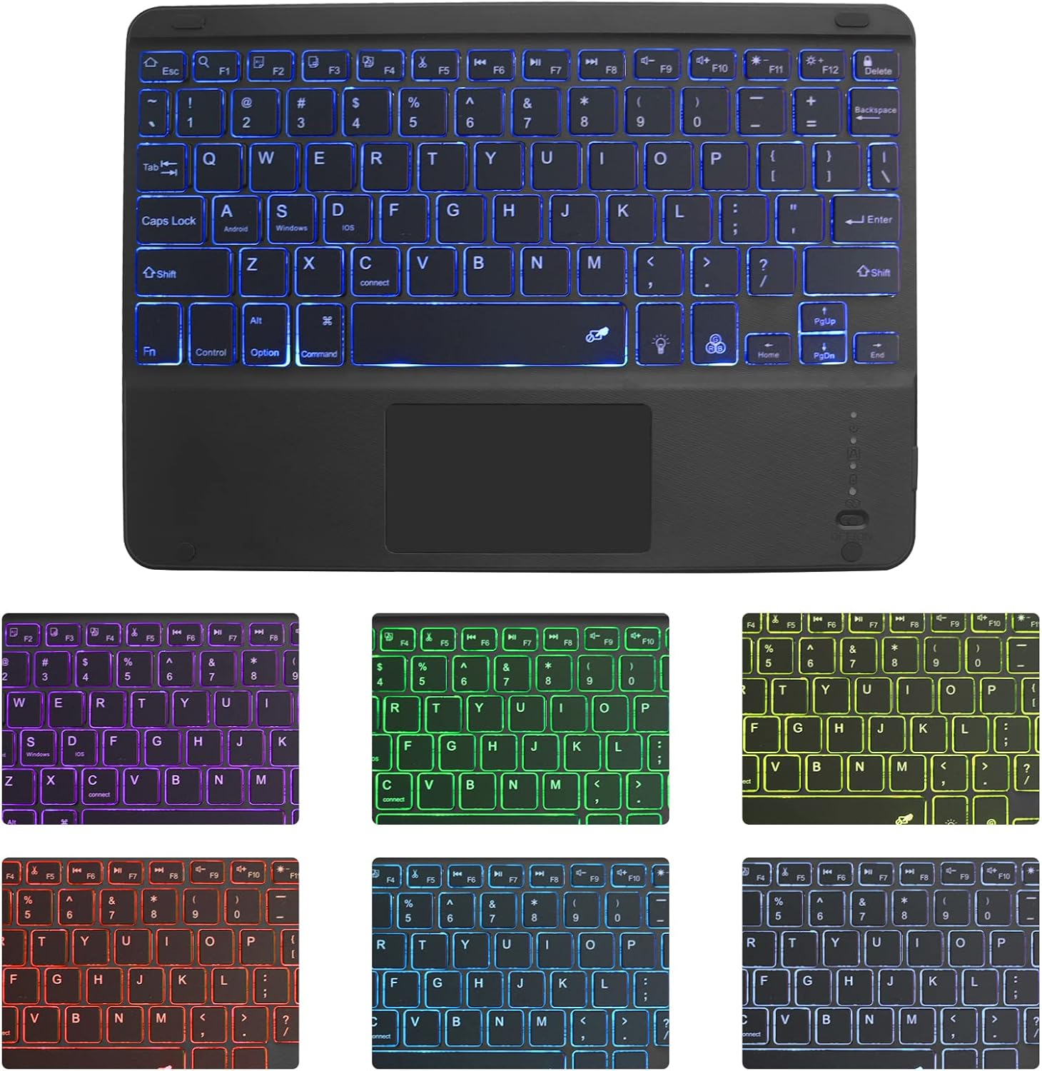 Umechaser Bluetooth キーボード Ipad ワイヤレス 10インキーボード タッチパッド付き タブレット用キーボード スマホ用 ミニ キーボード バックライト付き 充電式 コンパクト小型 薄型 軽量 携帯便利 可愛い 長時間稼働 Windows Mac Ios Android対応 英語配列 黒 最大96