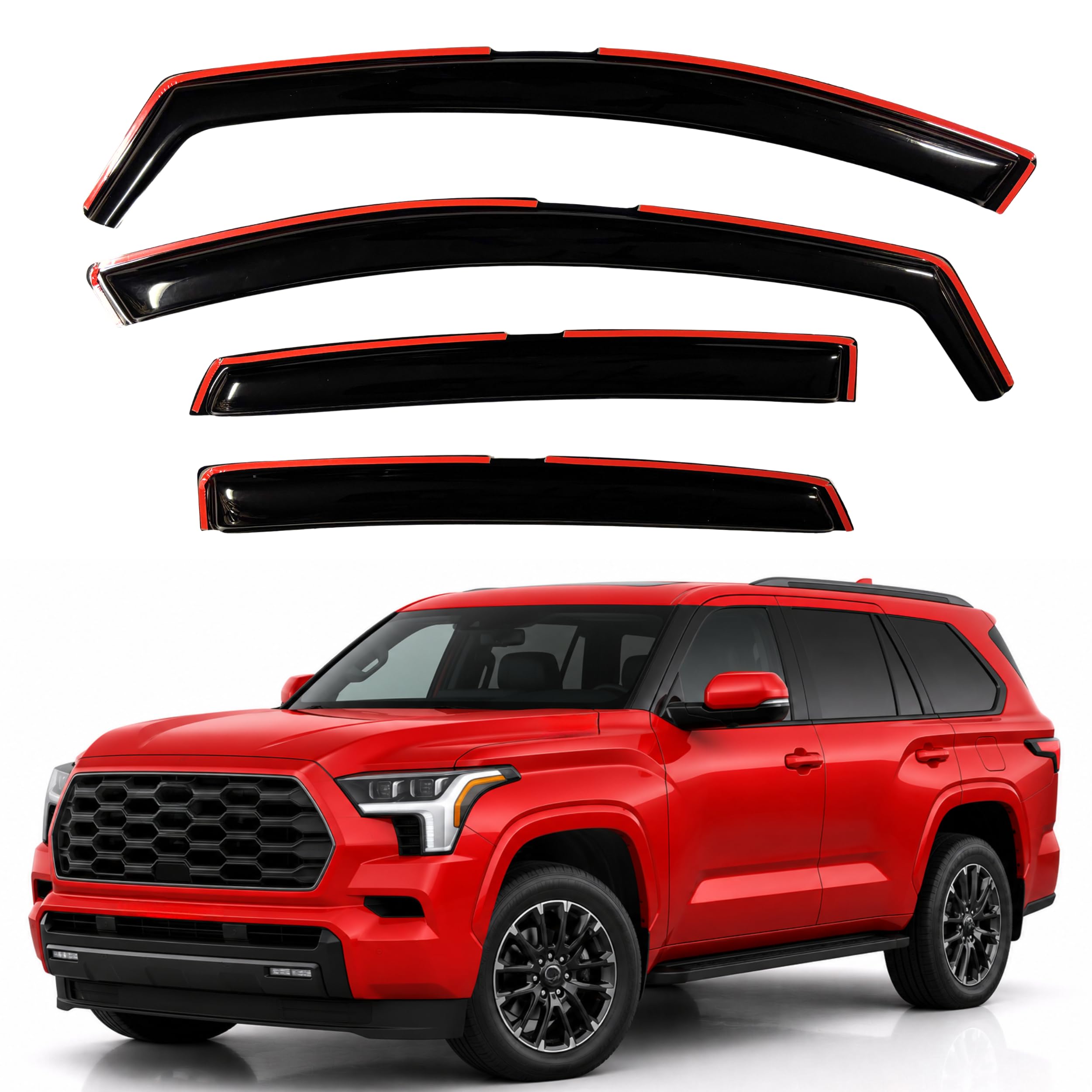 KPY Rain Guards Fit for 2023-2026 Toyota Sequoia, in-Channel Window Visors Vent Wind Deflectors 4PC, Car Accessories for 23-26 Sequoia