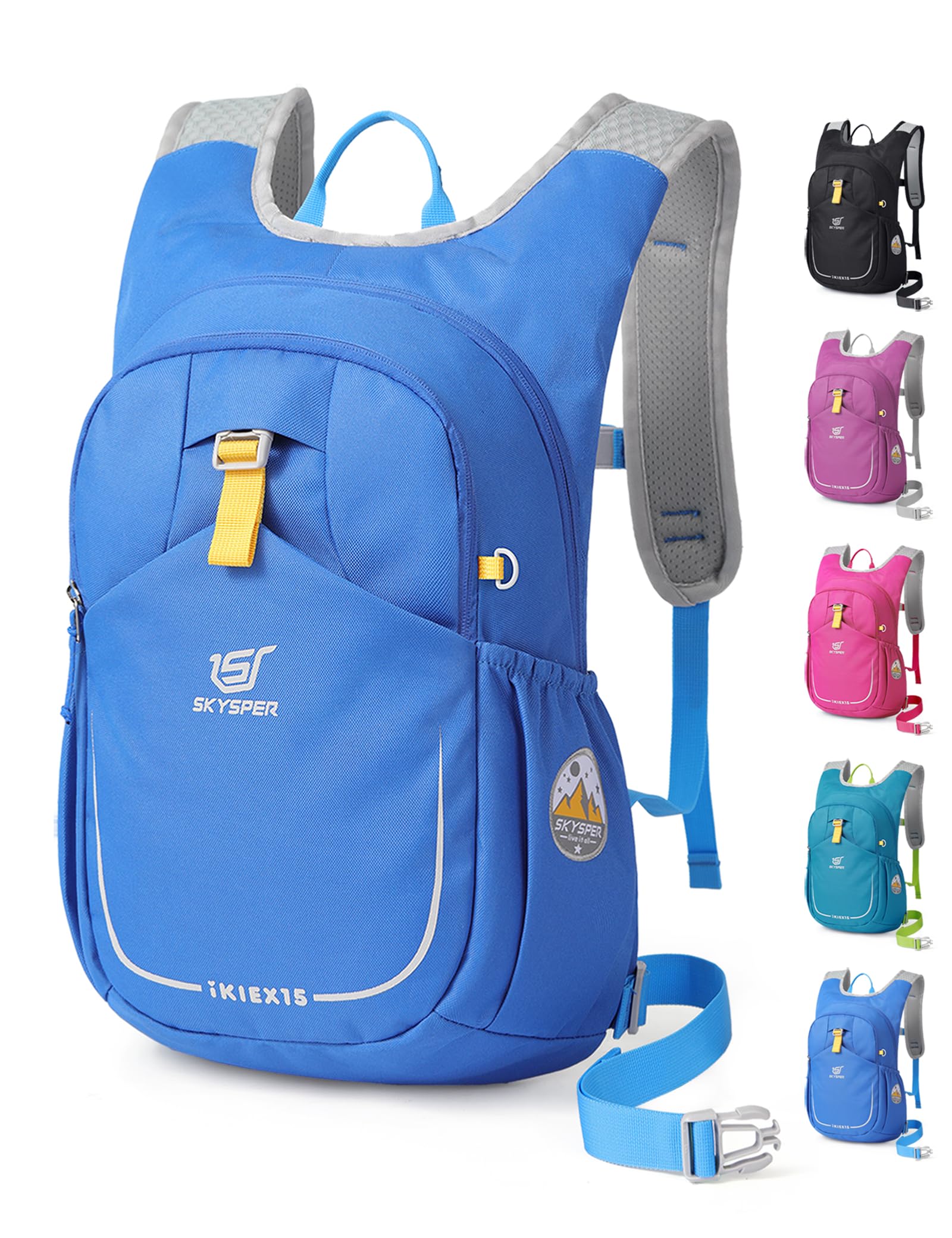 SKYSPER 15L Wanderrucksack Kinder mit Hydrationsfach & Sicherheitspfeife | Leicht, ab 10‑16 Jahre, für Camping & Tagesausflüge, atmungsaktiv, verstellbarer Brustgurt