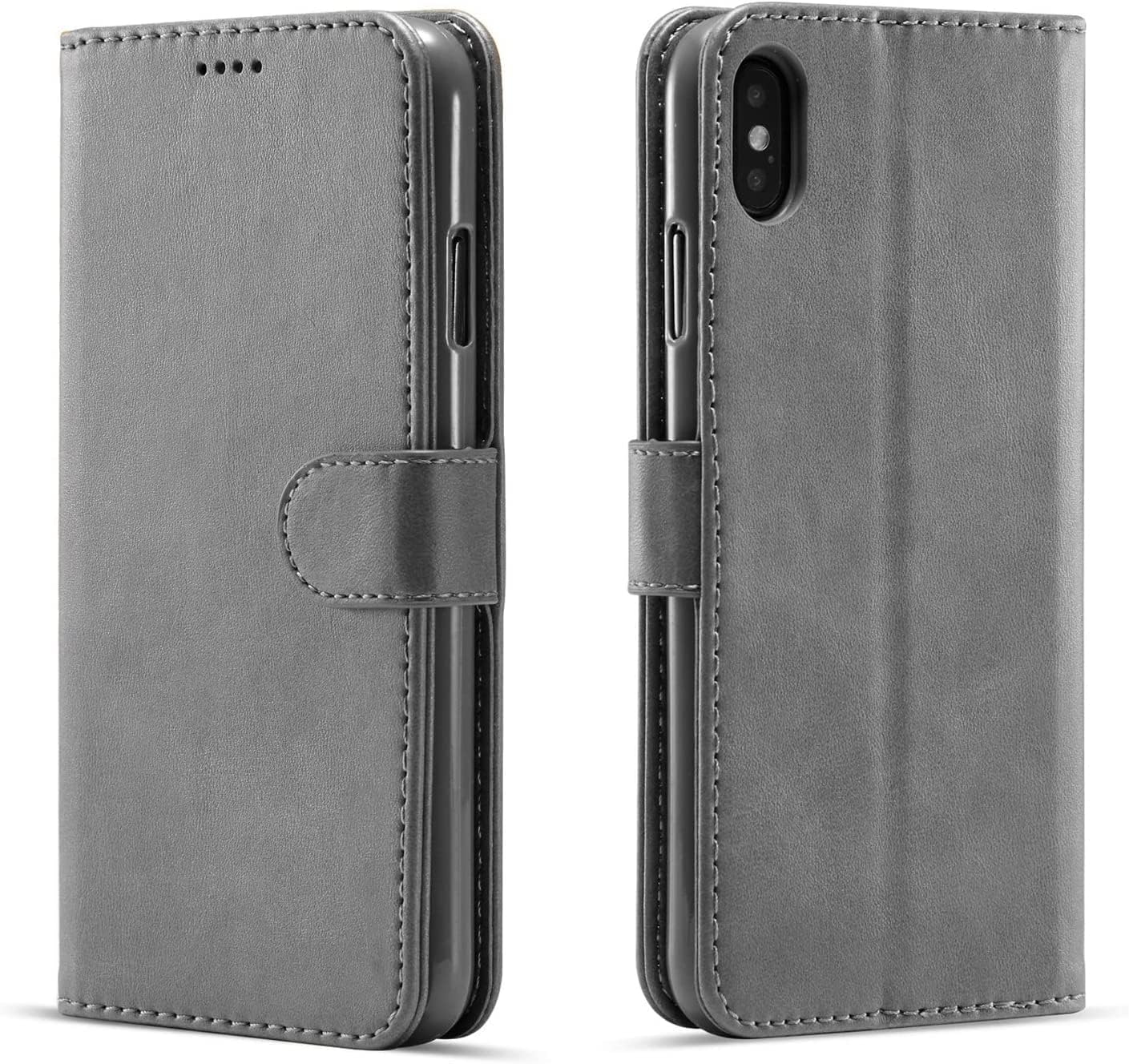 Flip Case for iPhone 13/13 Mini/13 Pro/13 Pro Max, Vintage Matte Leather Wallet Case Card Slot Kickstand Magnetic Shockproof Flip Case (Color : Gray, Size : 13pro 6.1")