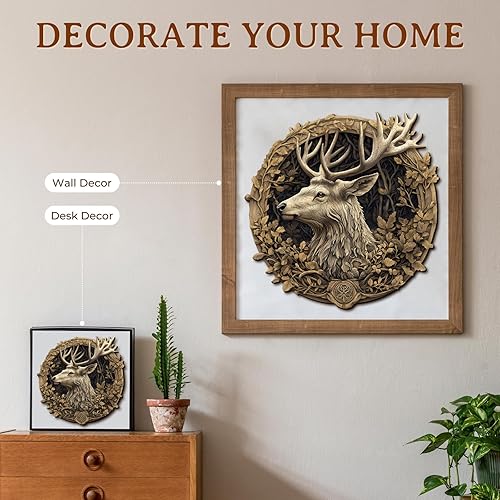 Miniatura 4 de Rompecabezas de madera para adultos, rompecabezas de madera con efecto de visión 3D, diseño de ciervo, forma única, rompecabezas de madera avanzado