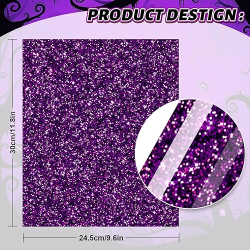 Miniatura 2 de Whaline 14 hojas de vinilo de transferencia de calor de Halloween con purpurina negro, naranja, morado, amarillo, a cuadros, vinilo