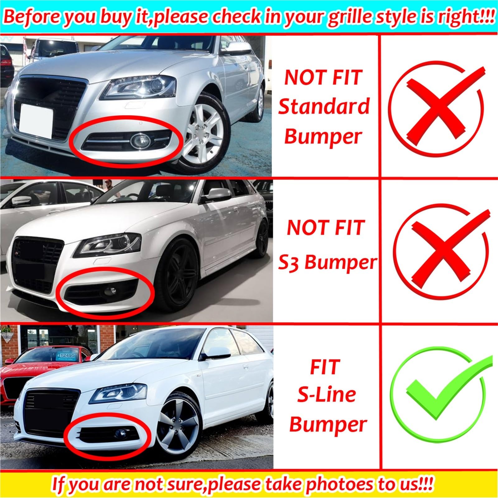 Pasuje do Audi A3 8P S-Line 2009-2012 Przedni zderzak Przeciwmgielne Grille 1 Para Plaster Miodu Siatka Przeciwmgielne Lampy Wyścigowe Grill Pokrywa
