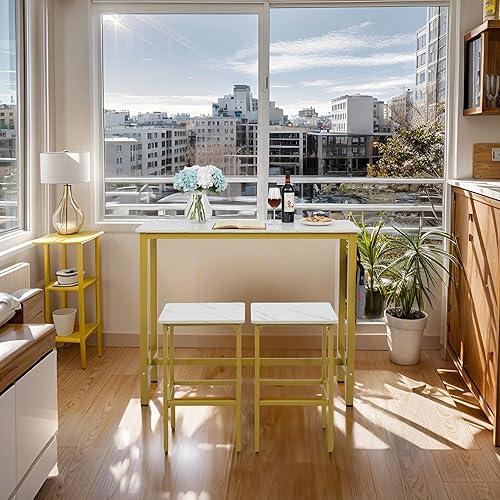 Miniatura 2 de Finnhomy Juego de mesa de bar, mesa de pub de 47 pulgadas, mesa rectangular de altura de barra, mesa de bar con taburetes, juego de mesa de cocina