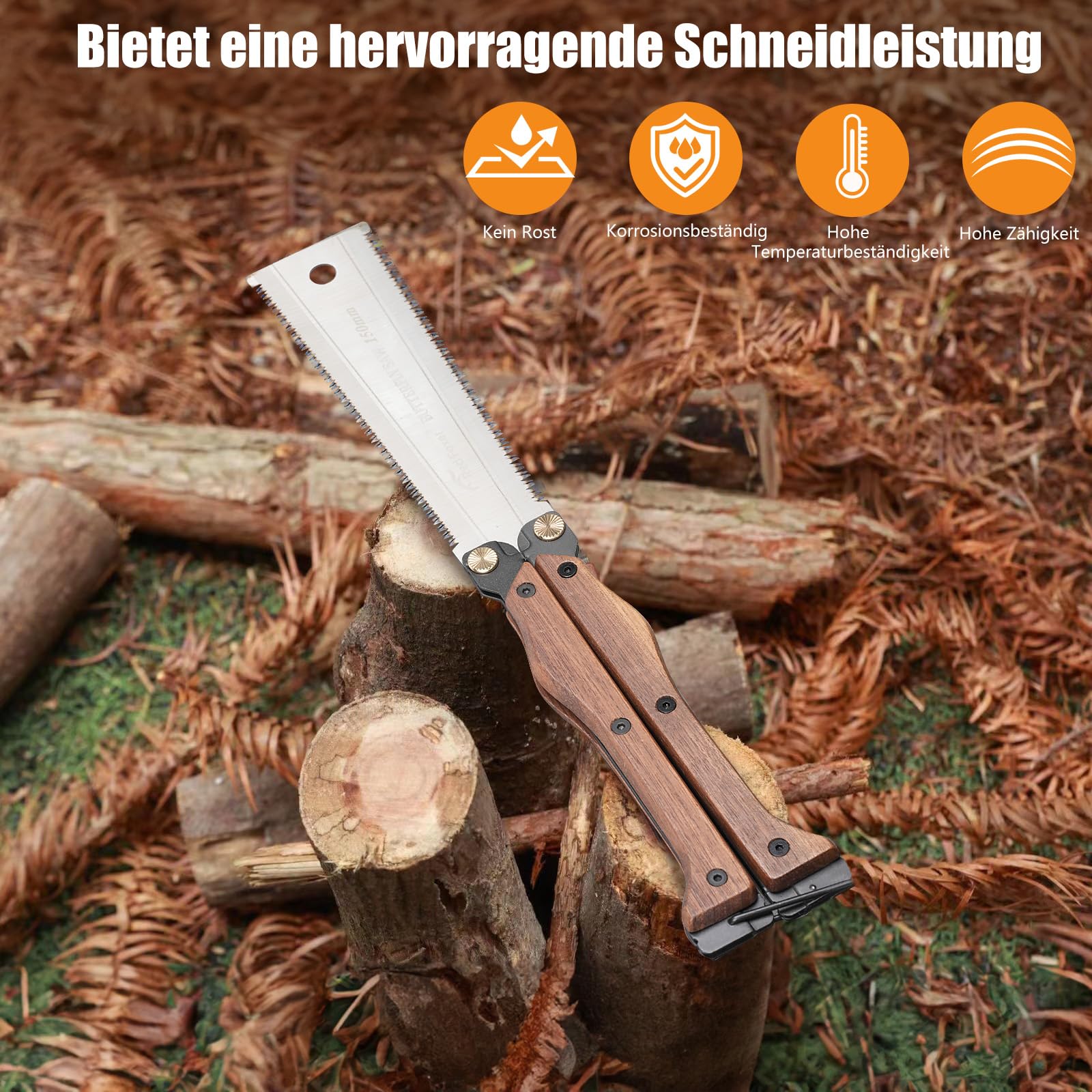 Japansäge Doppelseitige Faltung Handsäge SK85 Werkzeugstahlmaterial 180° klappbare Ablage Kleine Holzsägen für den Hausgebrauch Für das Sägen im Garten für das Sägen im Freien
