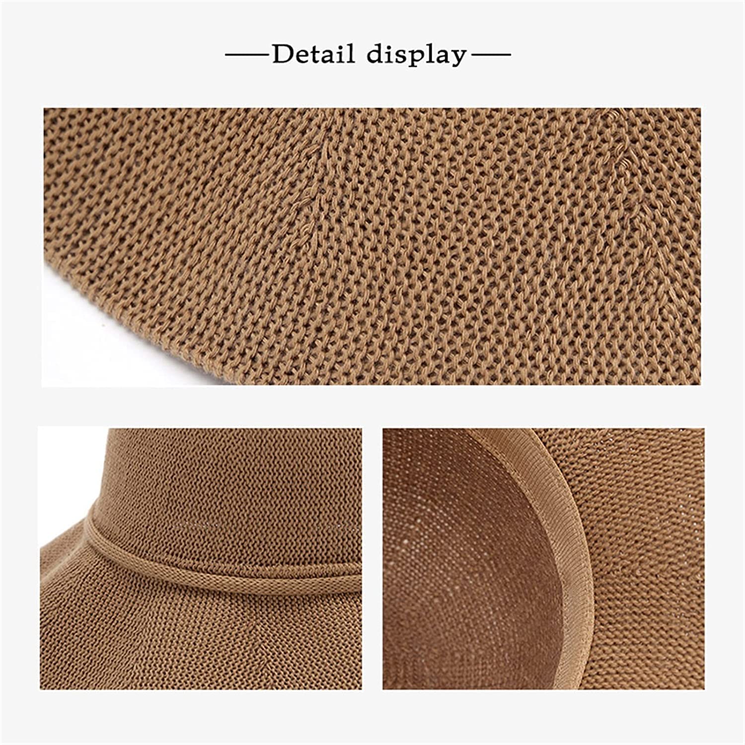 Sombrero de Playa para Mujer, de Paja, con Lazo, de ala Ancha, Plegable, Informal, de Pescador, para Verano (P 6 7/87 1/8)