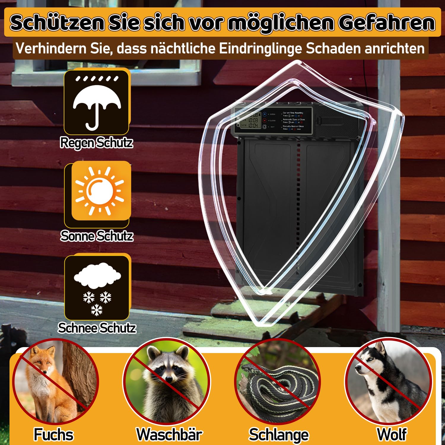 Automatische Hühnerklappe Solar mit LCD Display und Fernbedienung