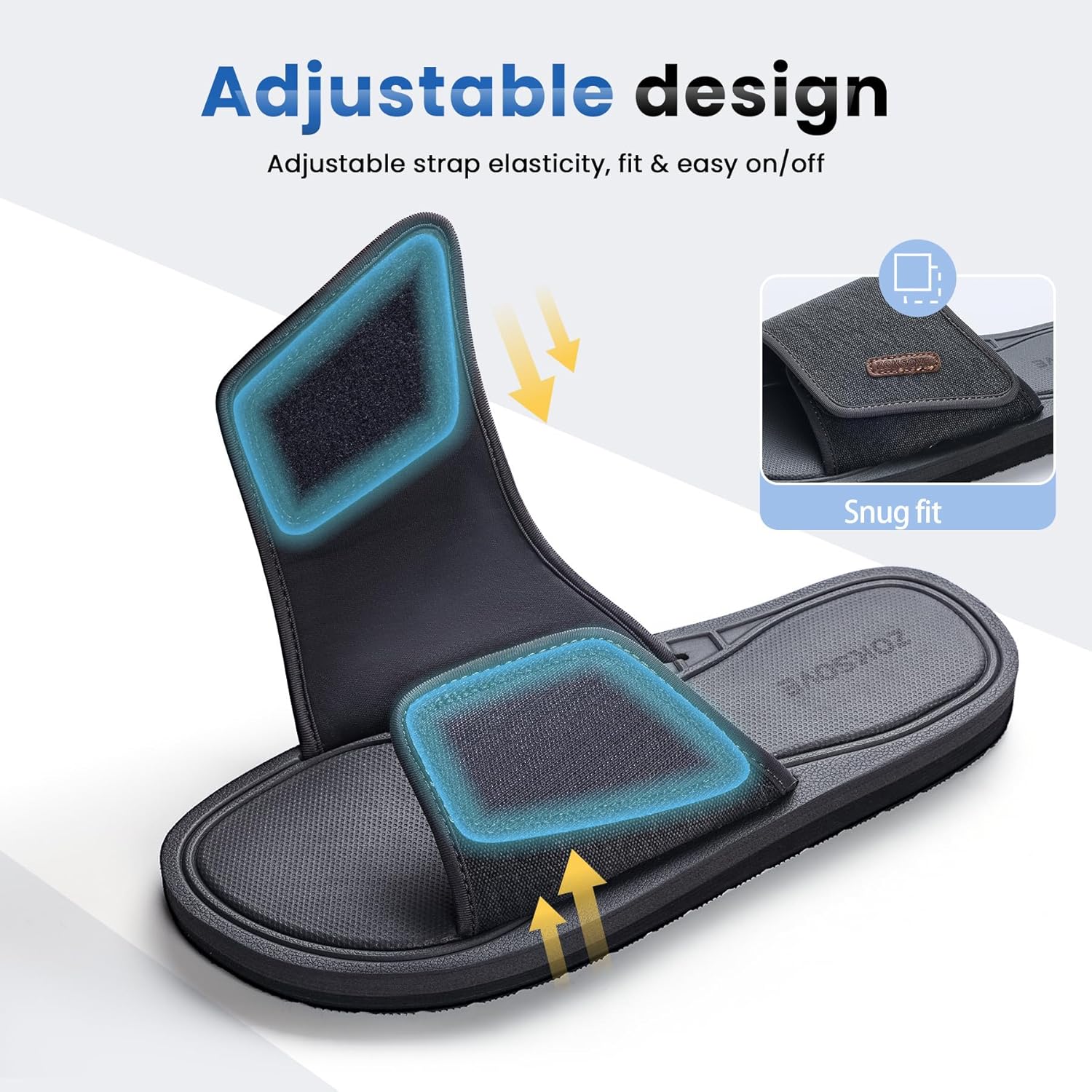 Slide Sandals for Men - Adjustable Open Toe Summer Slippers with Padded Footbed-Athletic Anti-Slip Slides with Comfort Soft Foam for indoor/outdoor - Image 4