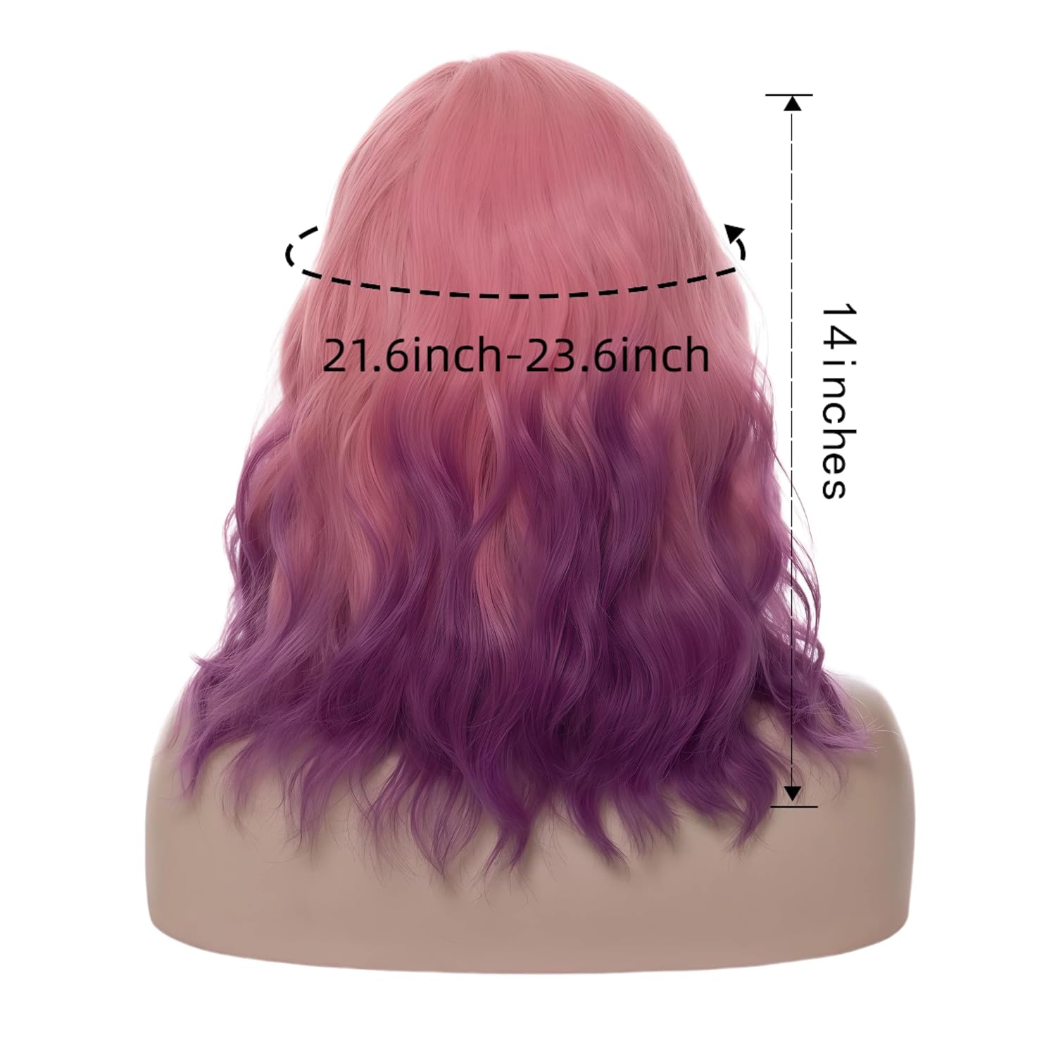 Cying Lin Short Bob Wavy Curly Wig Pink Ombre Purple Wig For Women Cosplay Halloween Wigs Heat Resistant Bob Party Wig Include Wig Cap (Pink Ombre Purple)