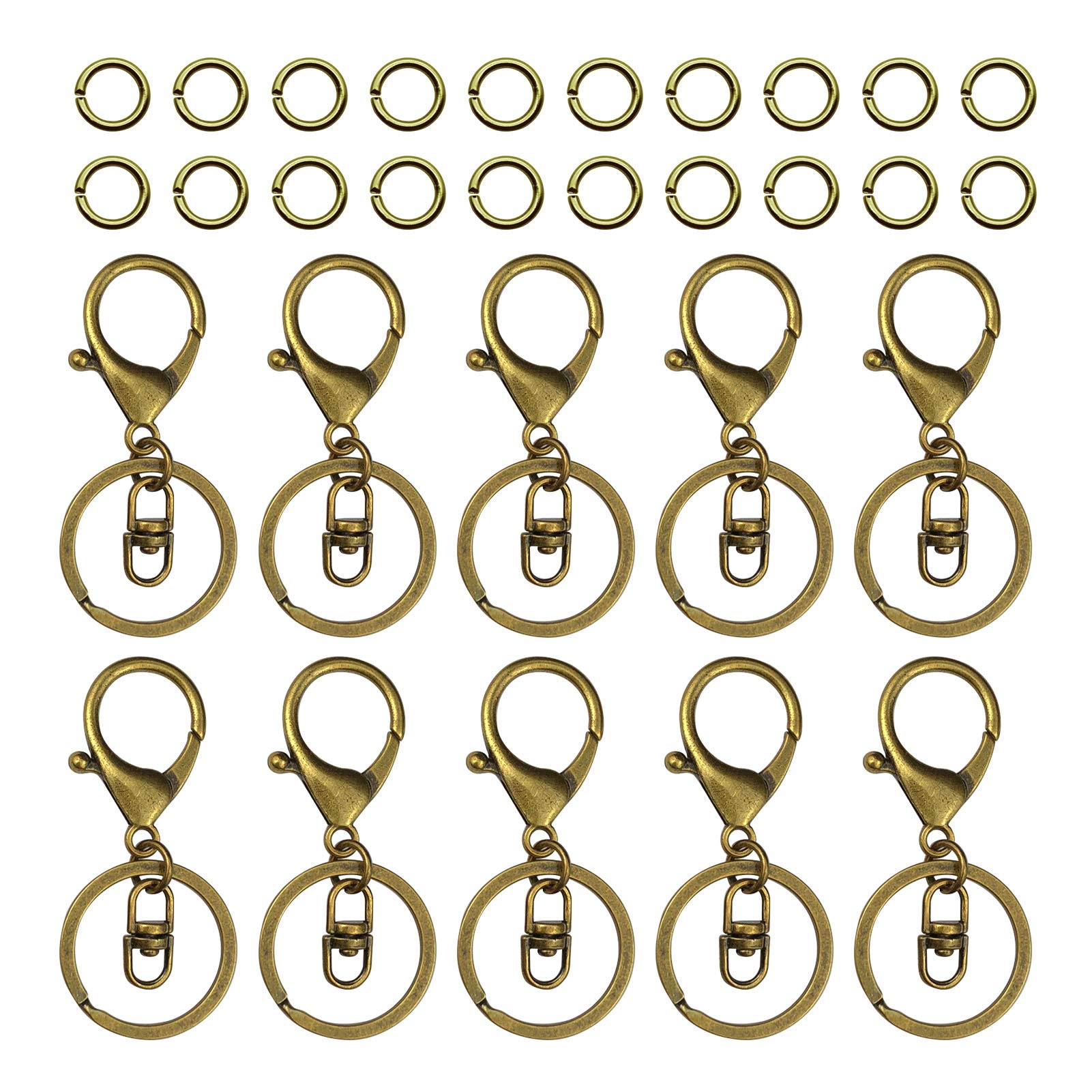 30Pcs Lobster Claw Clasps Keychain for Jewelry Making,Metal Lobster Clasp Swivel Trigger Clips with Swivel Clasps Hook Clips Flat Split Keychain Ring 100Pcs Open Jump Ring for DIY Craft Jewelry Making
