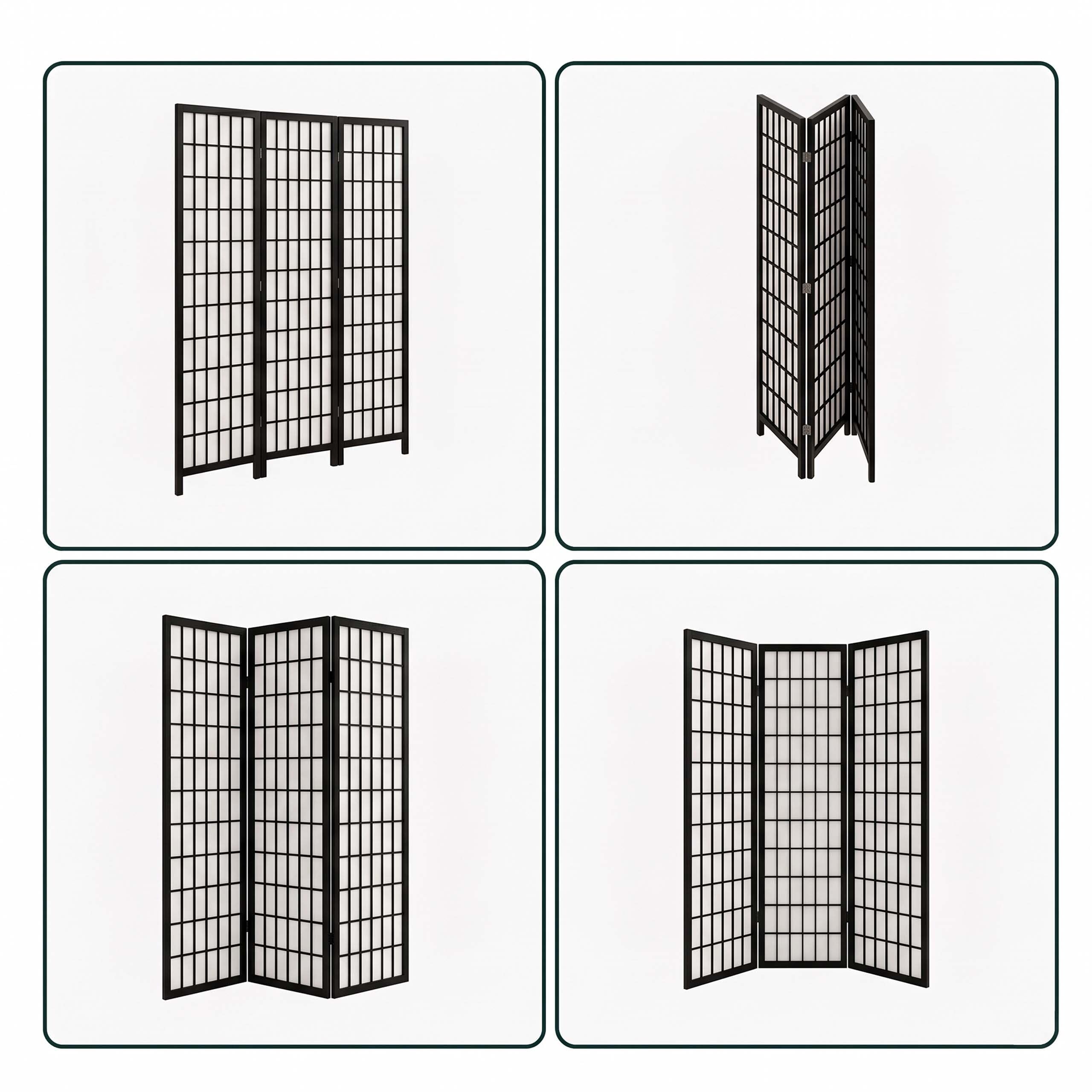 Relaxdays Biombo 3 Paneles Plegable 170x120 cm, Blanco y Negro | Madera y tela, salón, separador interior