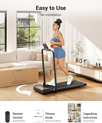 Miniatura 5 de THERUN Almohadilla para caminar, caminadora de 2.5 HP para debajo del escritorio con control remoto para caminar y trotar, cinturón de correr ancho