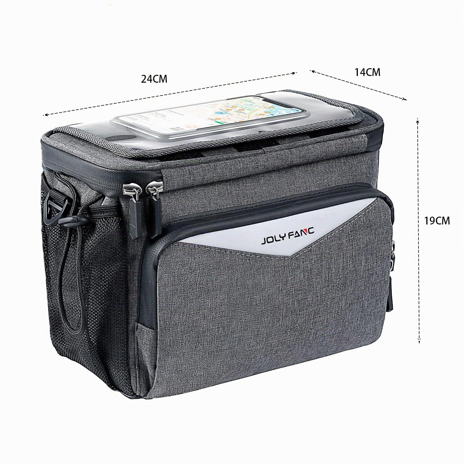 Sacoche De Guidon avec Adaptateur pour Vélo Et Vélo Électrique, 5,2 L, Panier Avant Étanche, Support (Gris)