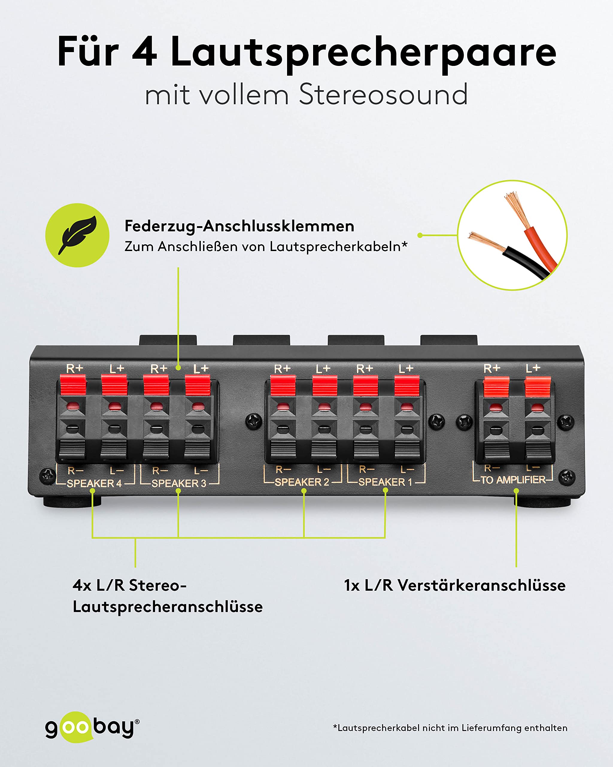 Goobay Speaker Switchbox per 4 coppie di diffusori nero