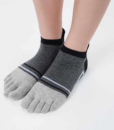 Miniatura 4 de Calcetines de dedo del pie para hombre, corte bajo, atléticos, de algodón, con 5 dedos divididos, paquete de 6