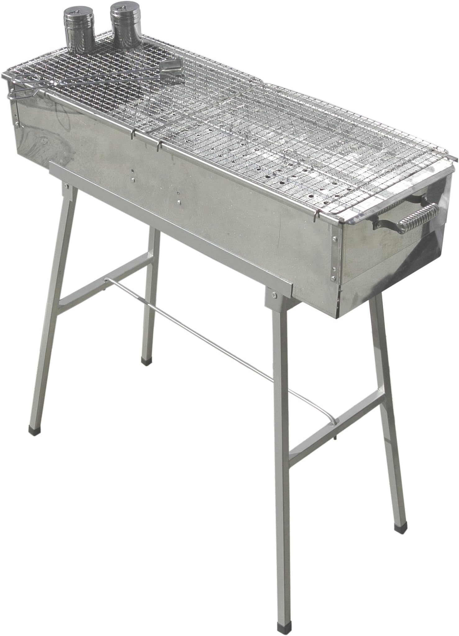 Party Griller Yakitori Grill 32" x 11" - Portable Stainless Steel Charcoal Barbecue Grill w/ 2x Stainless Steel Mesh Grate. BBQ Kebab, Satay. Makes Juicy Shish Kebob, Shashlik, Spiedini on the Skewer