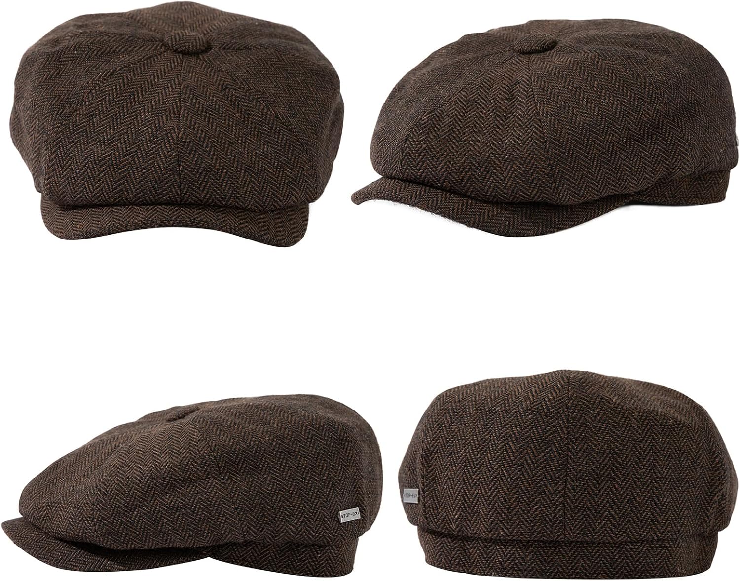 TOP-EX L/XL/XXL Wool Tweed Newsboy Cap for Men Paperboy Warm Winter Hat Vintage Flat Ivy Cabbie Gatsby Cap - Image 6