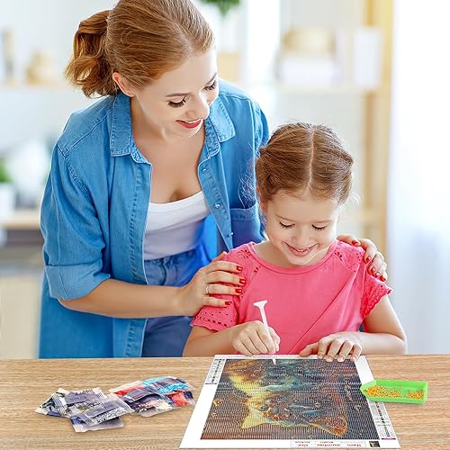 Miniatura 5 de EOBROMD Kits de pintura de diamantes de gato para adultos, kits de pintura de diamantes 5D de animales para principiantes, pintura de bricolaje con
