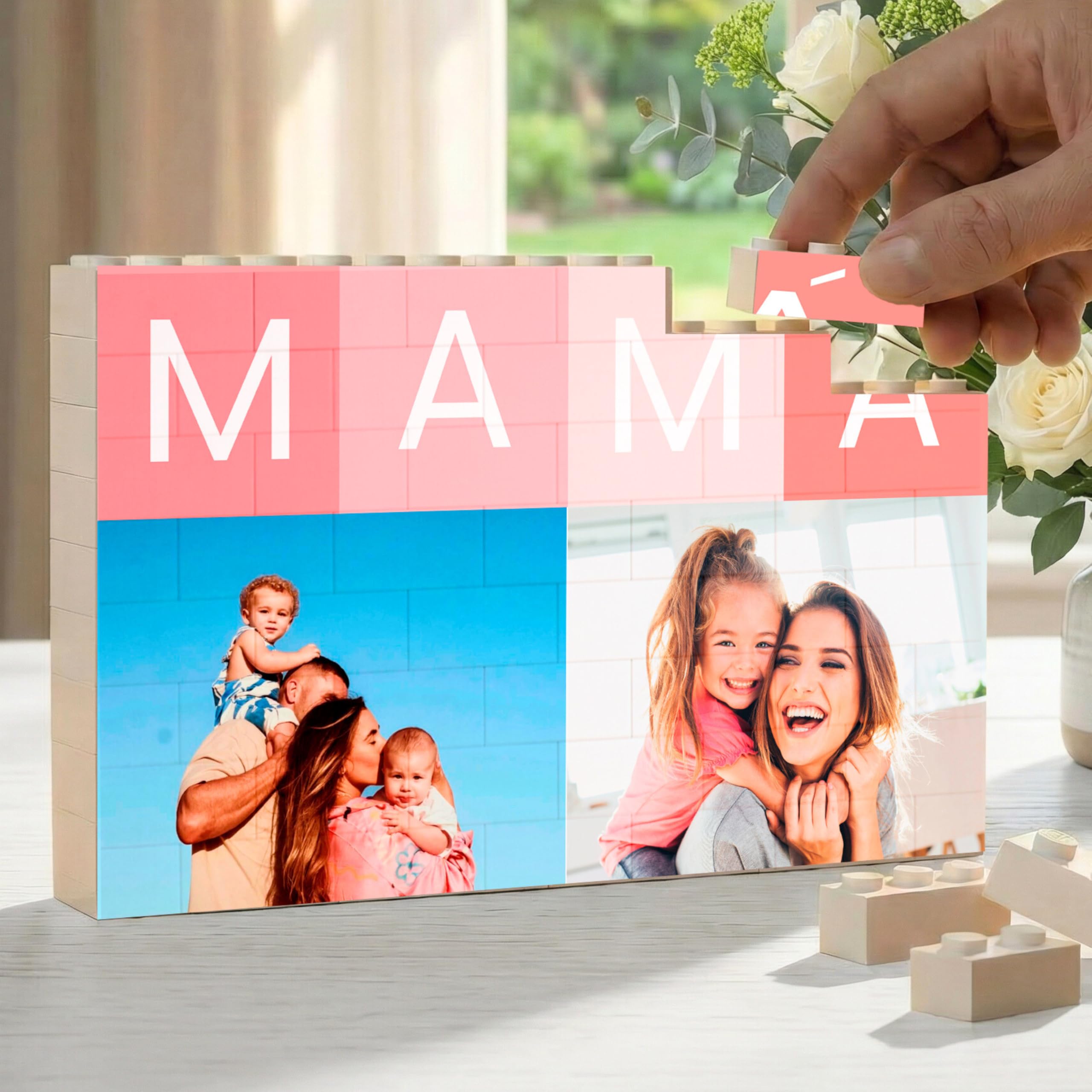 Cristal Plaque - Puzzle Personalizado Mamá con 4 Fotos y Texto | Rompecabezas Interactivo de Bloques Apilables Premium Mamá | Decoración Personalizada para el Hogar — view 7