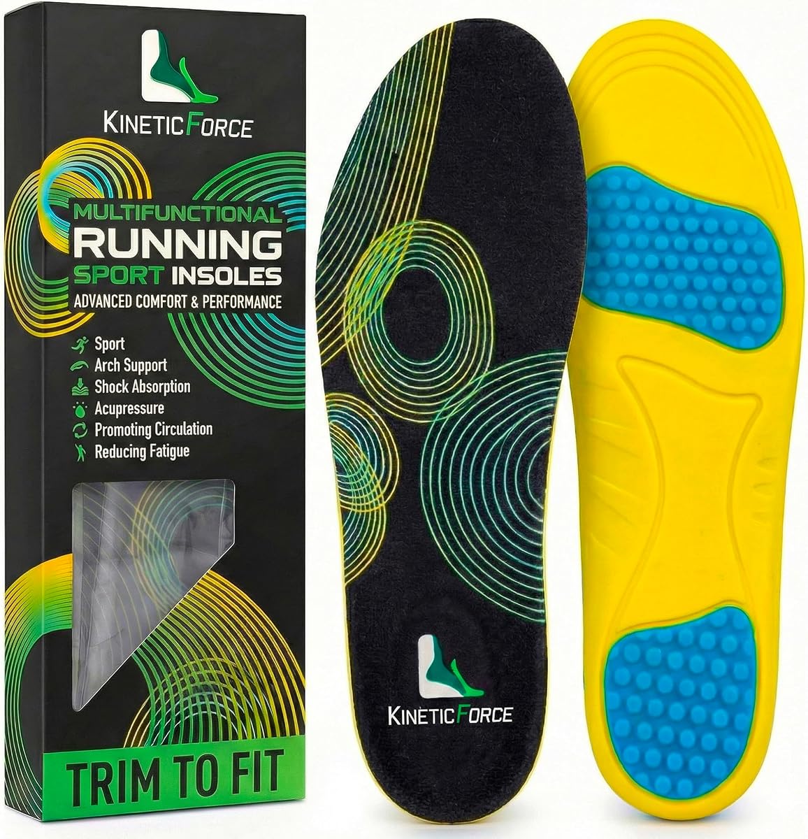 Running Insoles Gel Inserts with Athletic Cushioning (Women's 6-10)