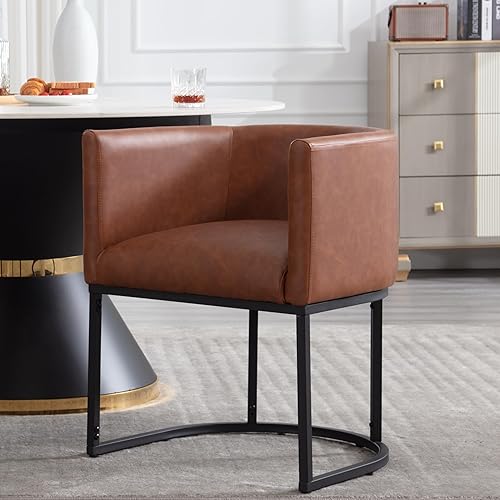 Miniatura 56 de Silla de comedor tapizada, moderna silla lateral de barril, sillas de comedor tapizadas, cómoda silla auxiliar de cocina para sala de estar, color