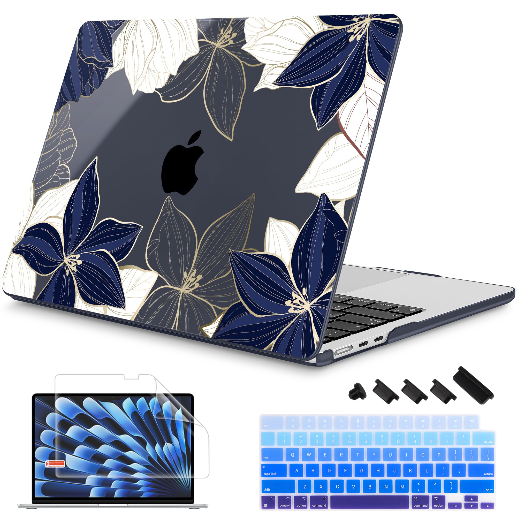 Mektron for 2026/2025/2024/2023 MacBook Air 15 INCH M5 A3448 /M4 A3241 /M3 A3114 /M2 A2941 Case, Printed Plastic Hard Shell Cover with 15.3" Liquid