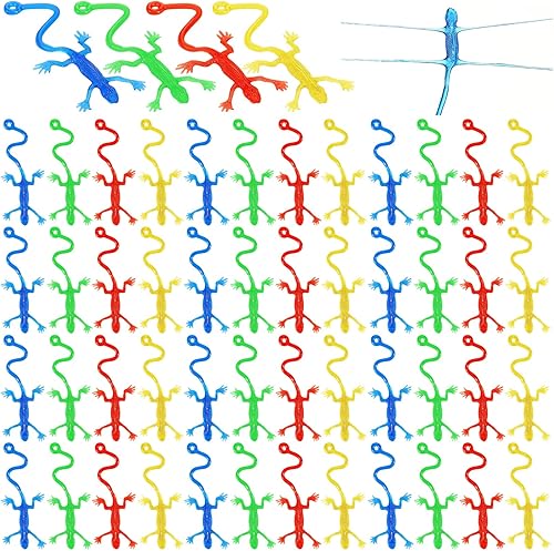 60 juguetes de lagartos pegajosos elásticos de goma Gecko, juguete elástico de Navidad, regalo de cumpleaños, recuerdo de fiesta para niños, relleno